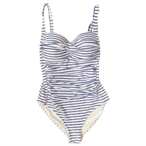 Nip tuck Striped Joanne Twist Front Design Tummy Control One Piece Pushup Suit - Picture 3 of 9